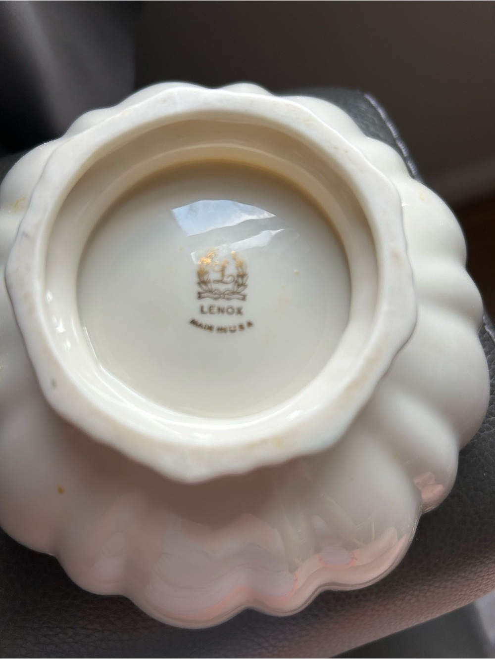 Lenox Cream Glossy Scalloped Porcelain Dish